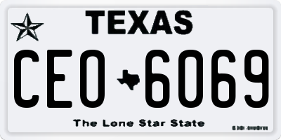 TX license plate CEO6069