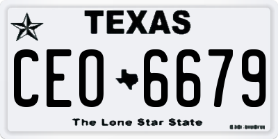TX license plate CEO6679