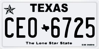 TX license plate CEO6725
