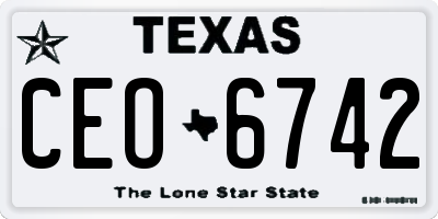 TX license plate CEO6742