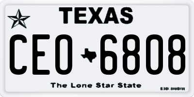 TX license plate CEO6808