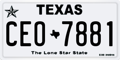 TX license plate CEO7881