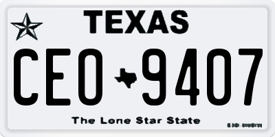 TX license plate CEO9407