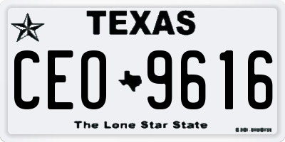TX license plate CEO9616