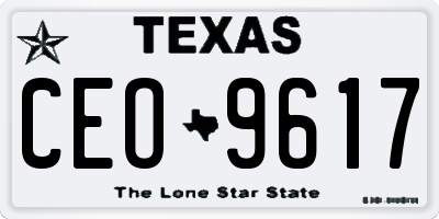 TX license plate CEO9617