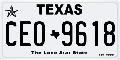 TX license plate CEO9618