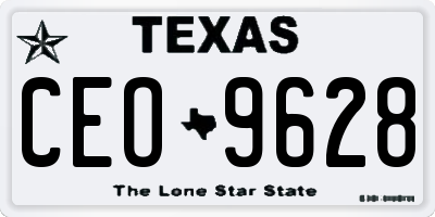 TX license plate CEO9628