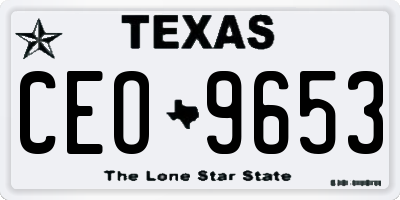 TX license plate CEO9653