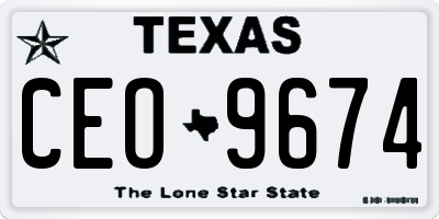 TX license plate CEO9674