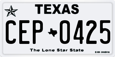 TX license plate CEP0425