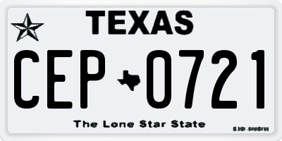 TX license plate CEP0721