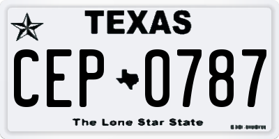 TX license plate CEP0787