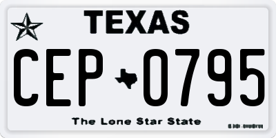 TX license plate CEP0795