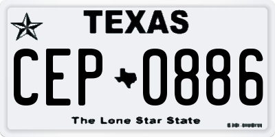 TX license plate CEP0886