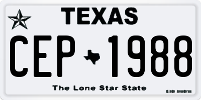 TX license plate CEP1988