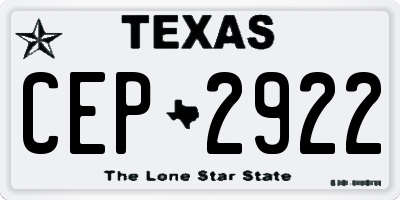 TX license plate CEP2922