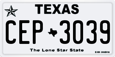 TX license plate CEP3039