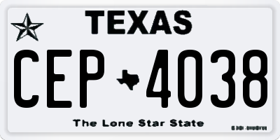 TX license plate CEP4038
