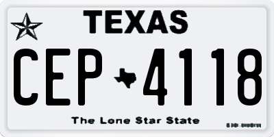 TX license plate CEP4118