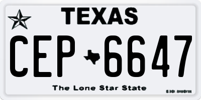 TX license plate CEP6647
