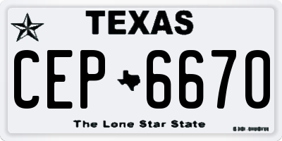 TX license plate CEP6670