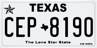 TX license plate CEP8190