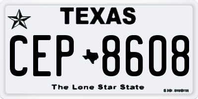 TX license plate CEP8608