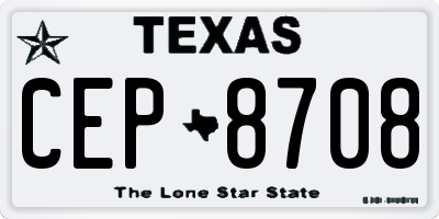 TX license plate CEP8708
