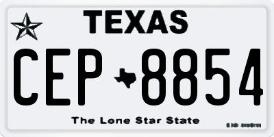 TX license plate CEP8854