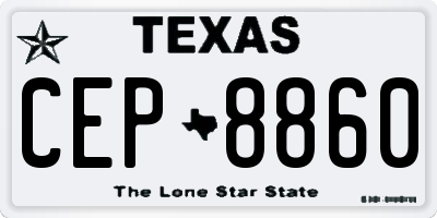 TX license plate CEP8860