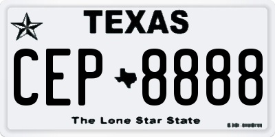 TX license plate CEP8888