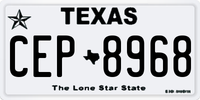 TX license plate CEP8968
