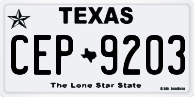 TX license plate CEP9203