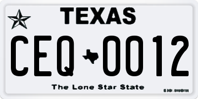 TX license plate CEQ0012