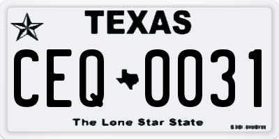 TX license plate CEQ0031