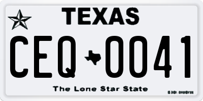 TX license plate CEQ0041