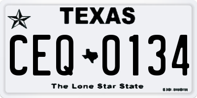 TX license plate CEQ0134