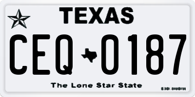 TX license plate CEQ0187