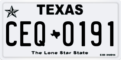 TX license plate CEQ0191
