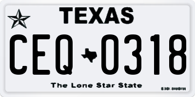 TX license plate CEQ0318