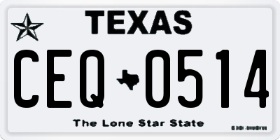 TX license plate CEQ0514