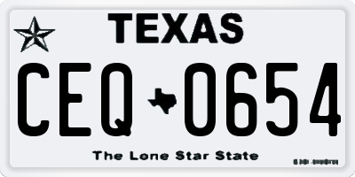TX license plate CEQ0654
