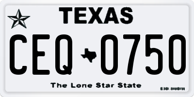 TX license plate CEQ0750