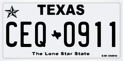 TX license plate CEQ0911