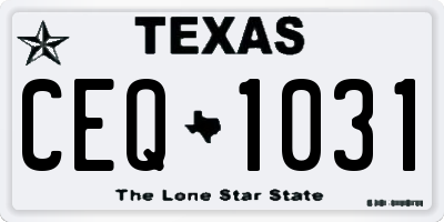 TX license plate CEQ1031