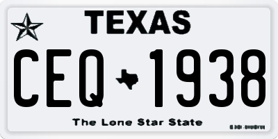 TX license plate CEQ1938