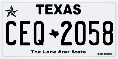TX license plate CEQ2058