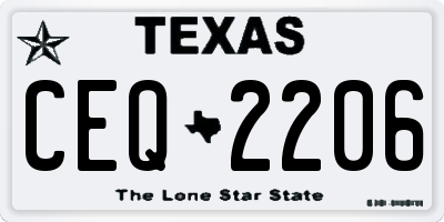 TX license plate CEQ2206