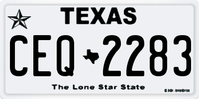 TX license plate CEQ2283