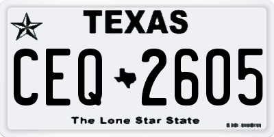 TX license plate CEQ2605